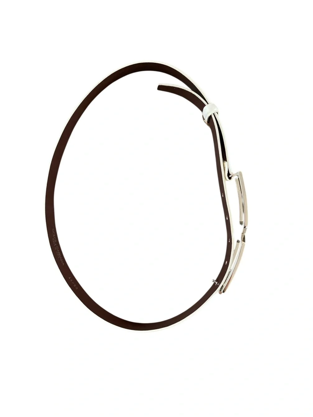 Dolce & Gabbana Ivory Leather Geometric DG Buckle Belt Made in Italy 80cm
